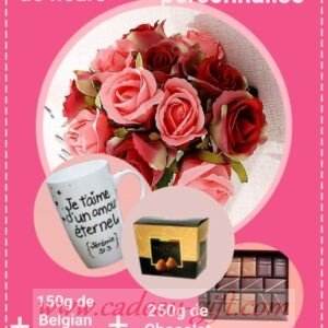 Coffret fleurs chocolat et mug en livraison à domicile à Madagascar